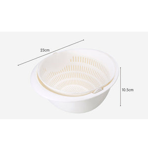 2-in-1 Multifunction Kitchen Colander/Strainer and Bowl Set, Double Layered Rotatable Drain Basin and Basket, For Cleaning, Washing, Mixing Fruits and Vegetables
